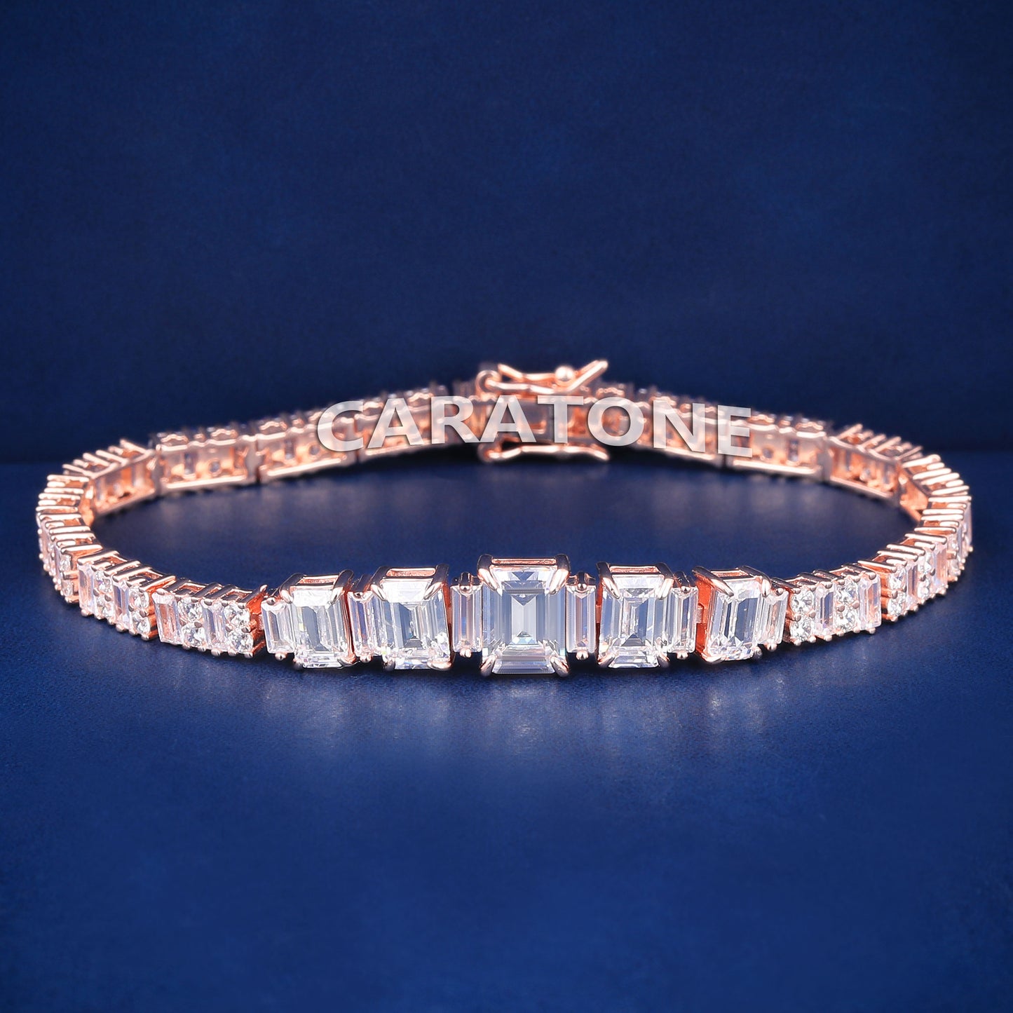Big Emerald Round Cut Diamond Tennis Bracelets 14kt Rose Gold Iced Out Latest Gold Bracelets Unisex