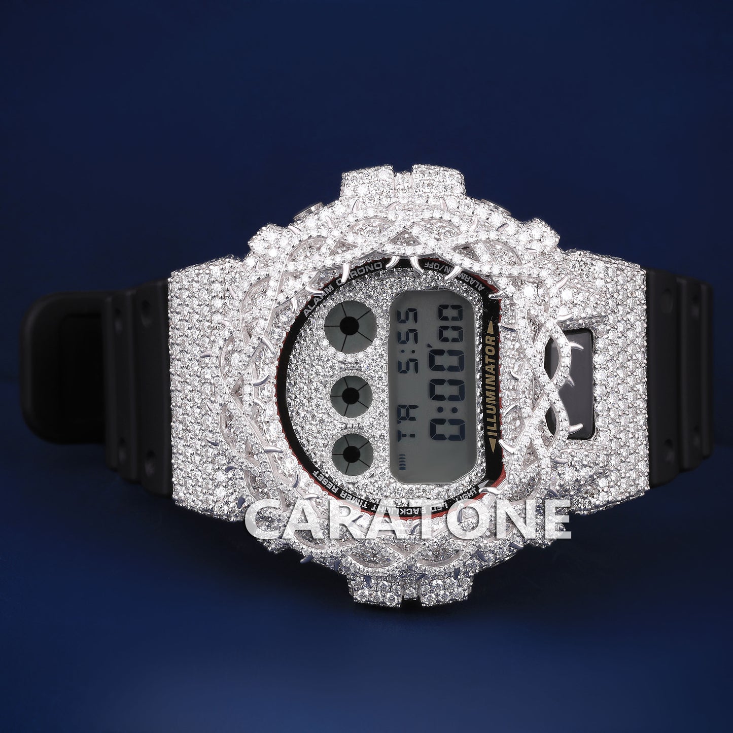 Custom Black Dial Diamond Thorn Bezel Silver Fully White Iced Out Watches Real Diamonds Trendy Watches for Unisex