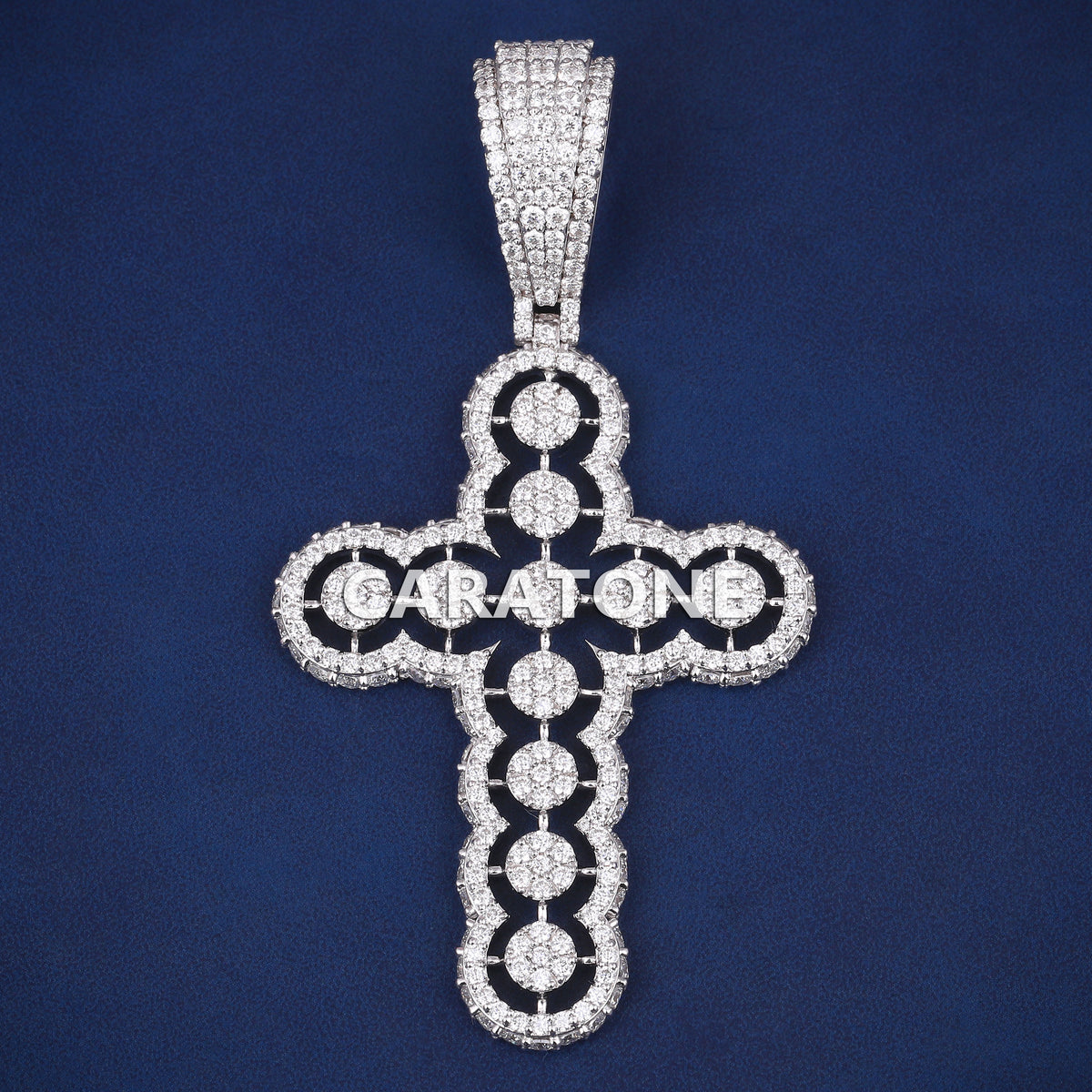 Custom Iced Out Openwork Cross Pendant with Lab Grown Diamonds