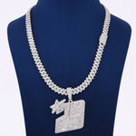 Numaric Design Pendant With Chain In 925 Sterling Silver With Lab Diamond