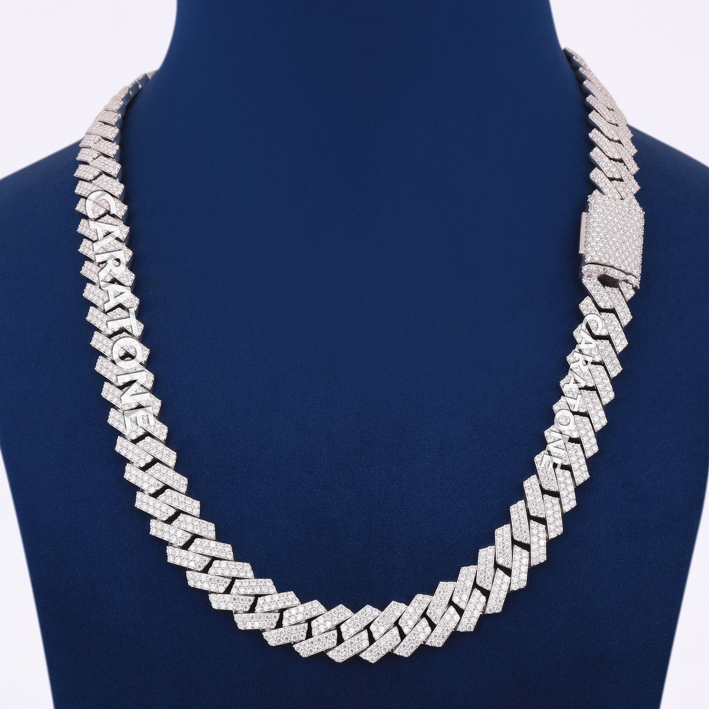 22 inch 12mm Custom Real Diamond Silver Cuban Link Chain with VVS Diamond Necklace Womens in Fully White Icy Chain