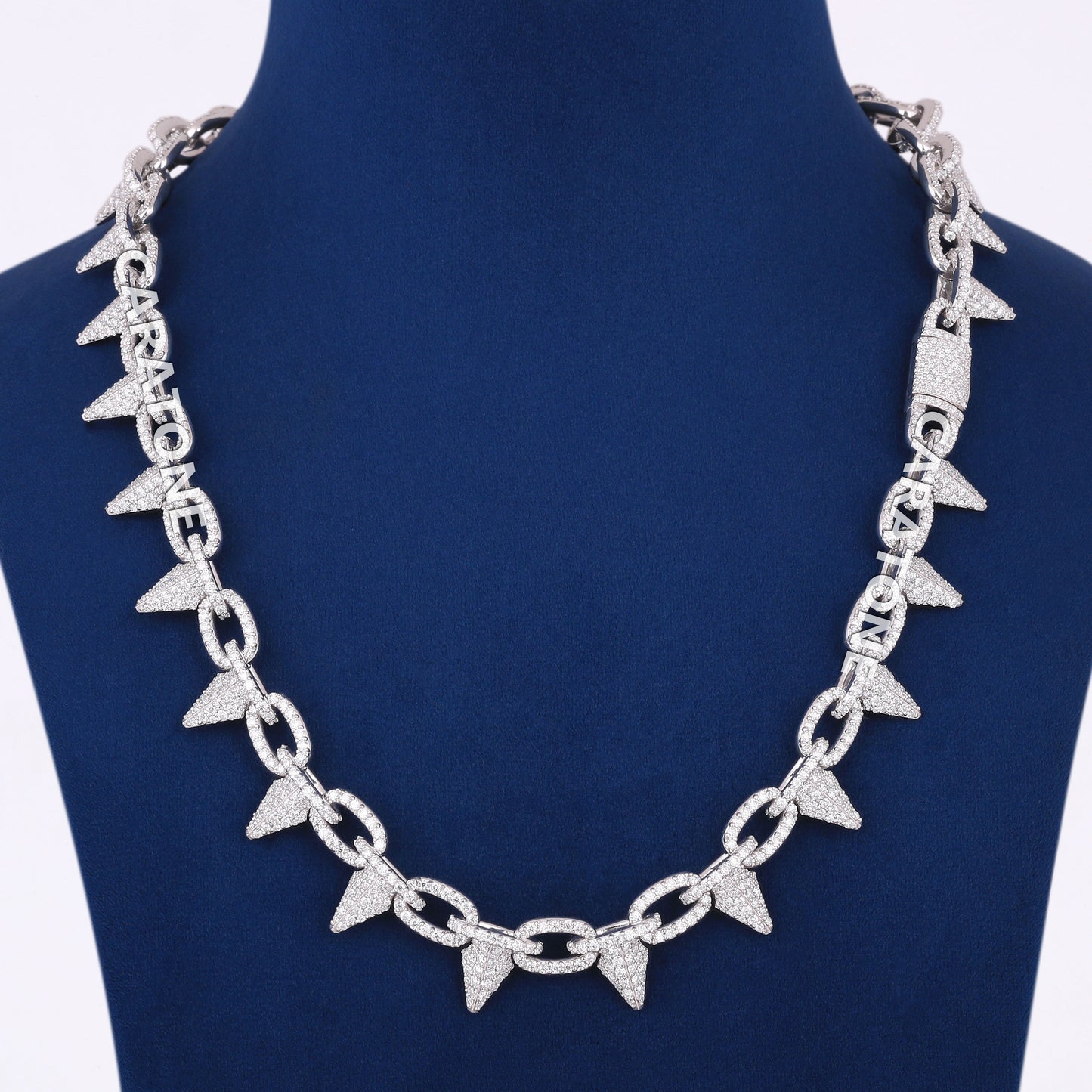 22 inch New Big Heavy Spiked Cuban Link Chain Iced Out Choker Necklace 14mm Fully Silver Diamond Chains Rappers