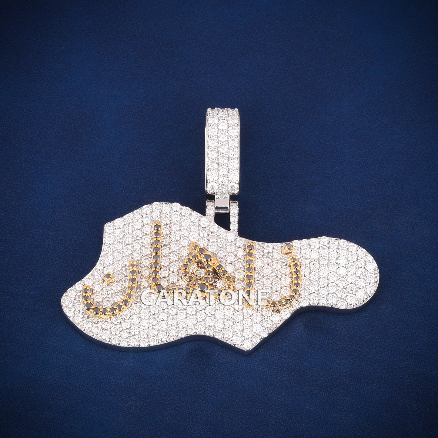 Custom arabic letter hip hop 14 kt gold pendant charm