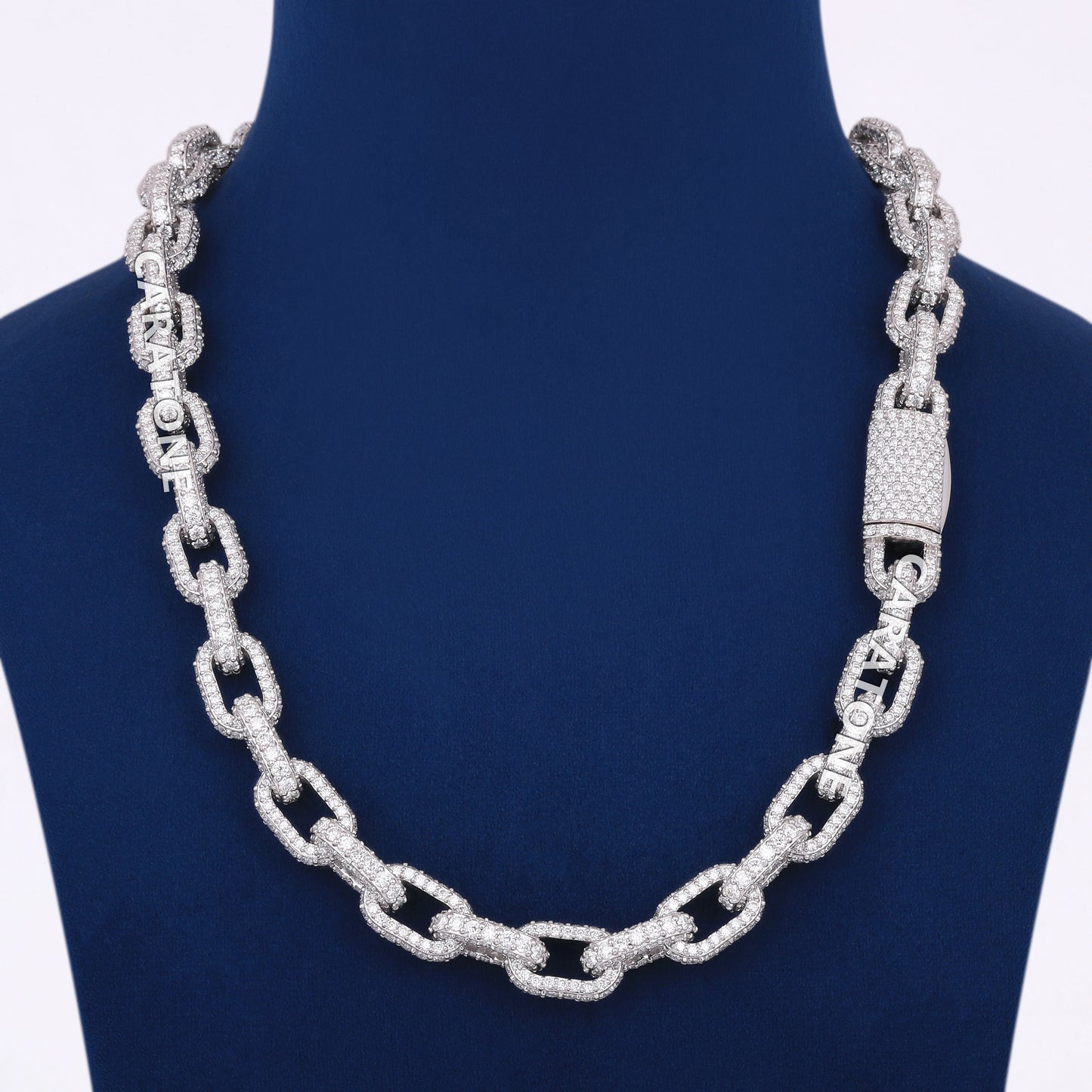 14k White Gold Mens Hermes Link Chain 12mm in Iced Out VVS Diamonds 20 inch Rappers Custom Ice Necklace
