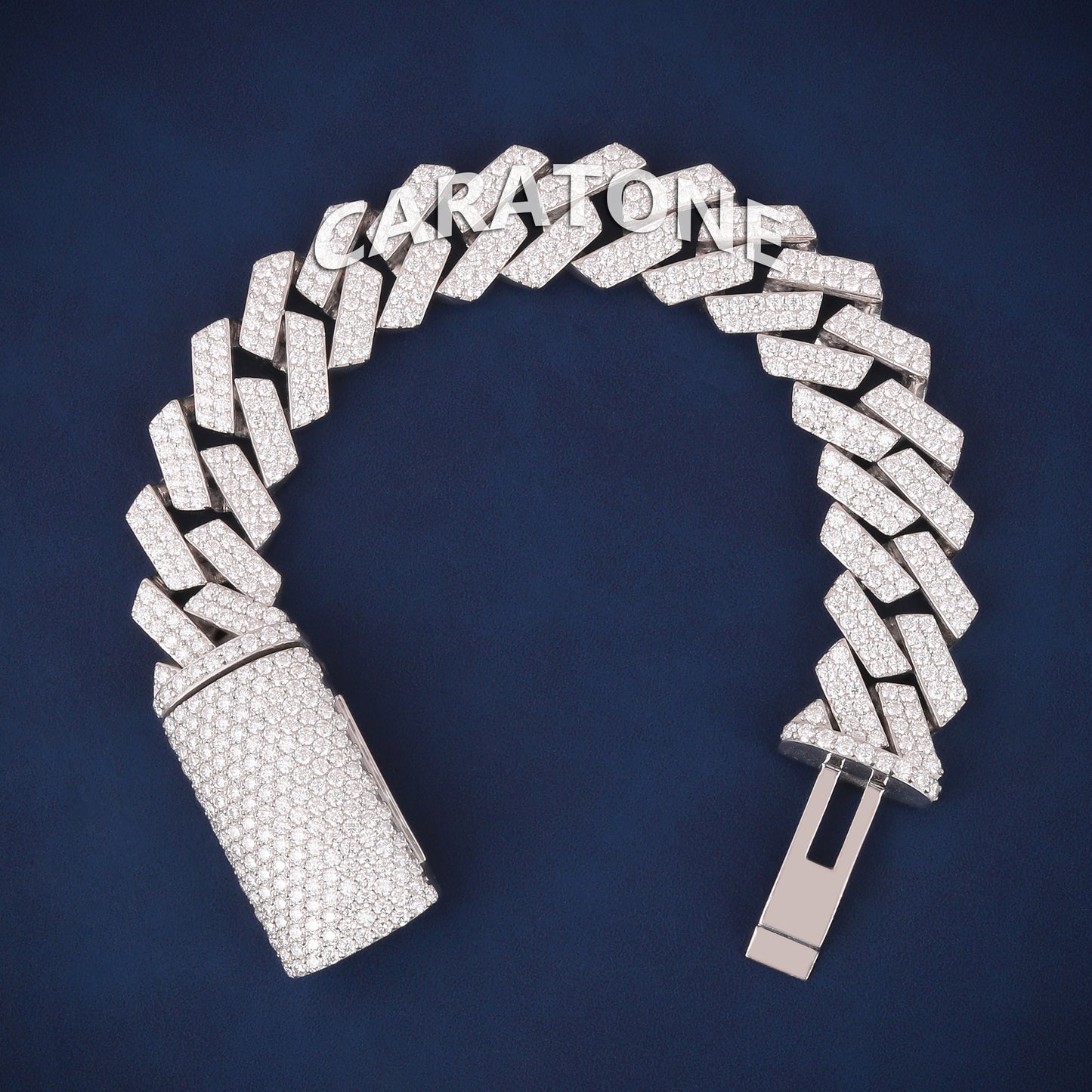 8 Inch 18mm Customized Sterling Silver Iced Out VVS Miami Cuban Link Bracelet for Mens Hip Hop Collection
