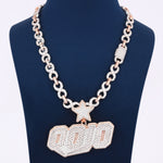 Full Iced Infinity Link Style Chain With Custom Letter Pendant In 925 Sterling Silver