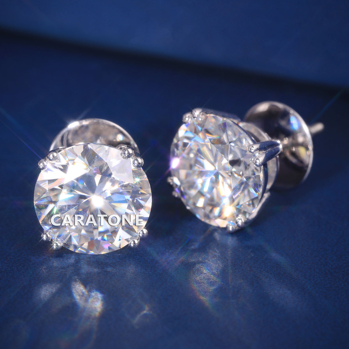 Premium Round Cut Lab Grown Diamond Stud Earrings with Screw Back Closure