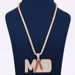 Unique Two Tone Full Iced Pendant With Lab Diamond Tennis Necklace