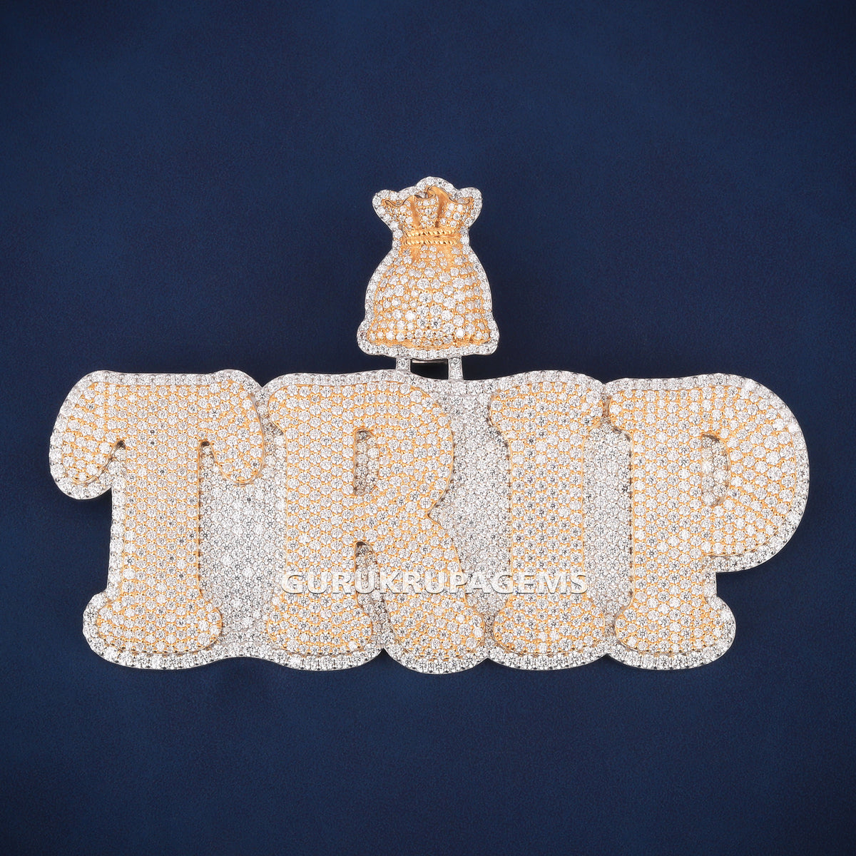 Custom TRIP Money Bag Hip Hop Pendant with Round Lab Grown Diamonds