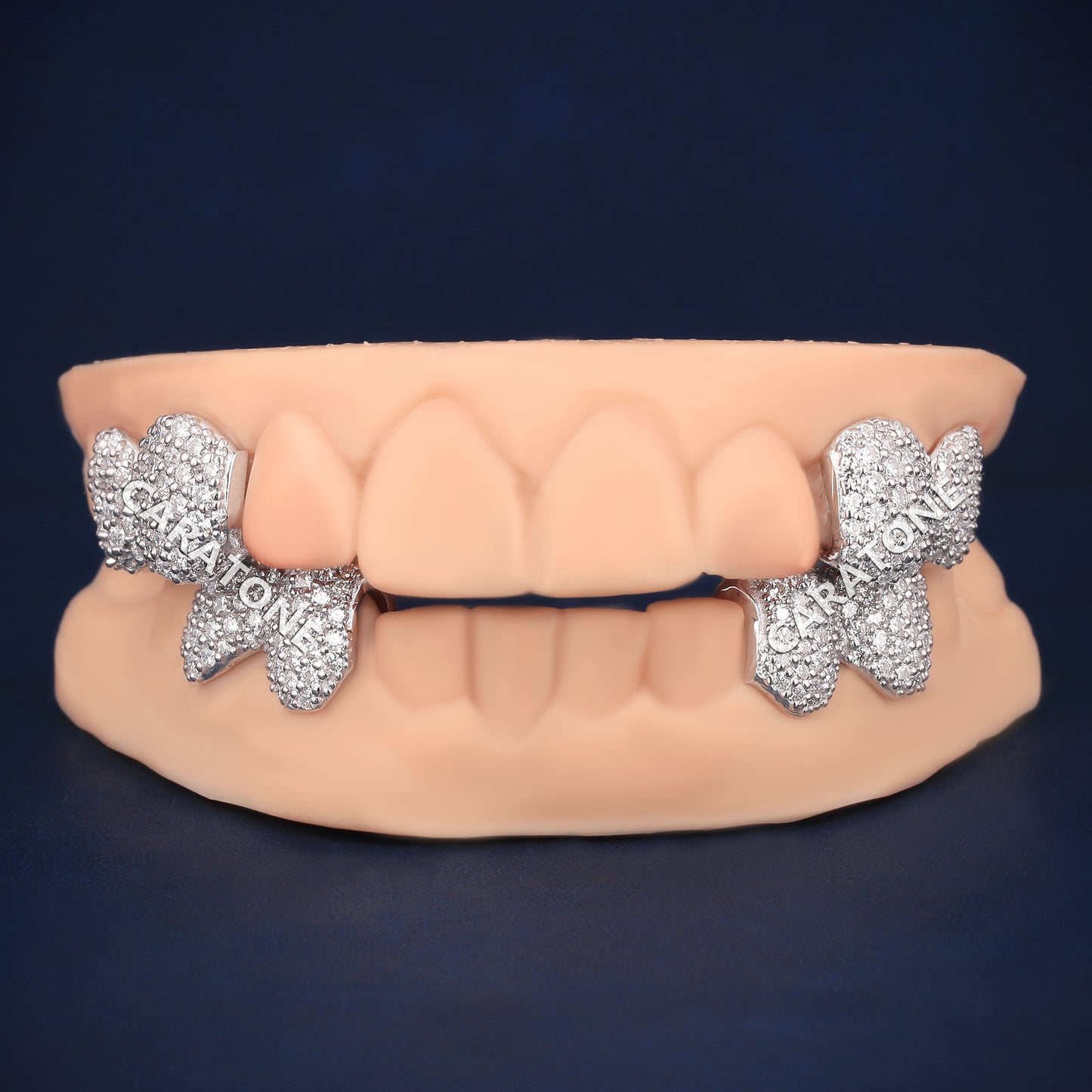 Custom 4 Piece Honeycomb Prong Set Round Diamond Cut Grillz Canine Teeth