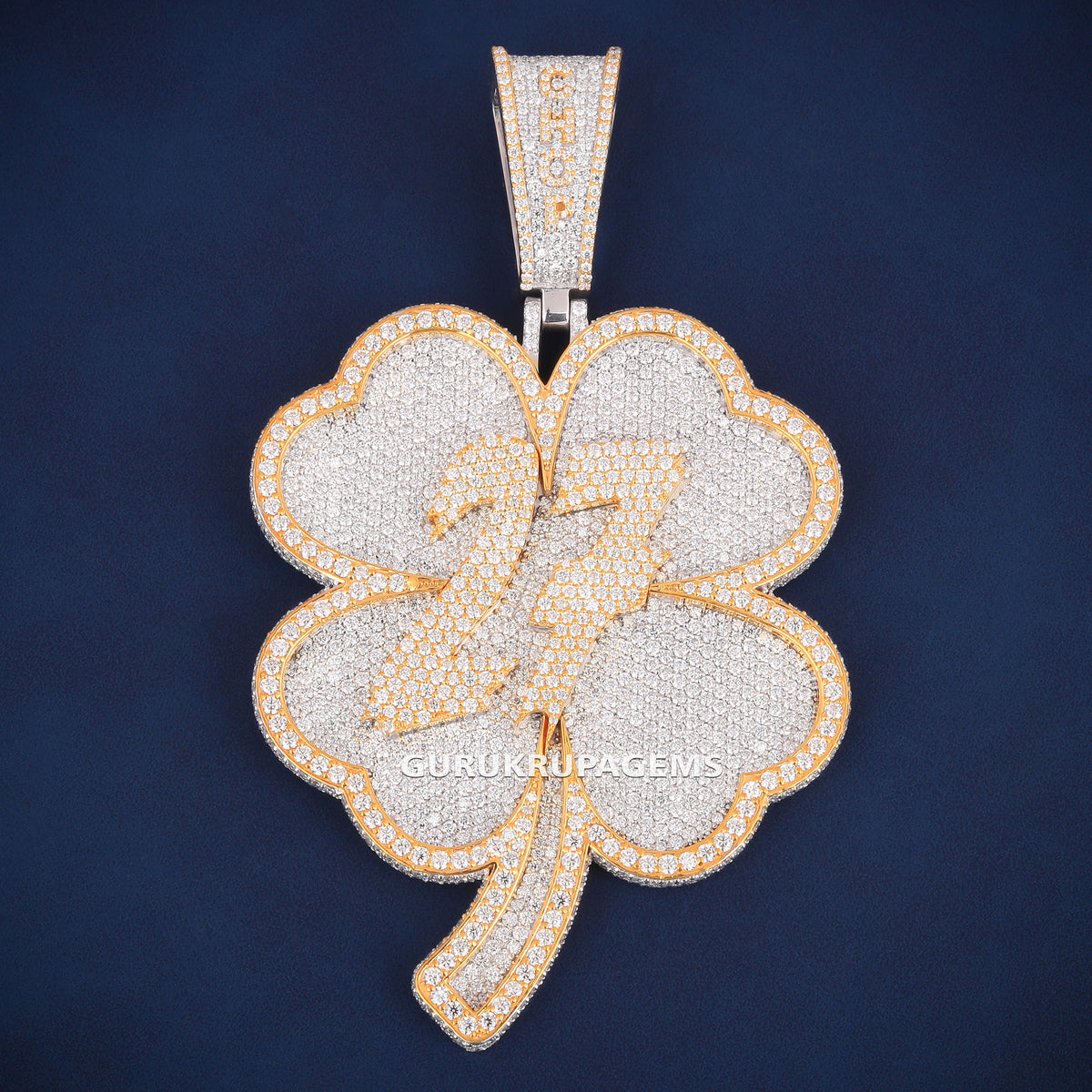 Custom Iced Out Four Leaf Clover Hip Hop Pendant with 27 Logo & Lab Grown Diamonds