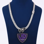 Unique Purple With Black Round Cut Lab Diamond Pendant With Chain