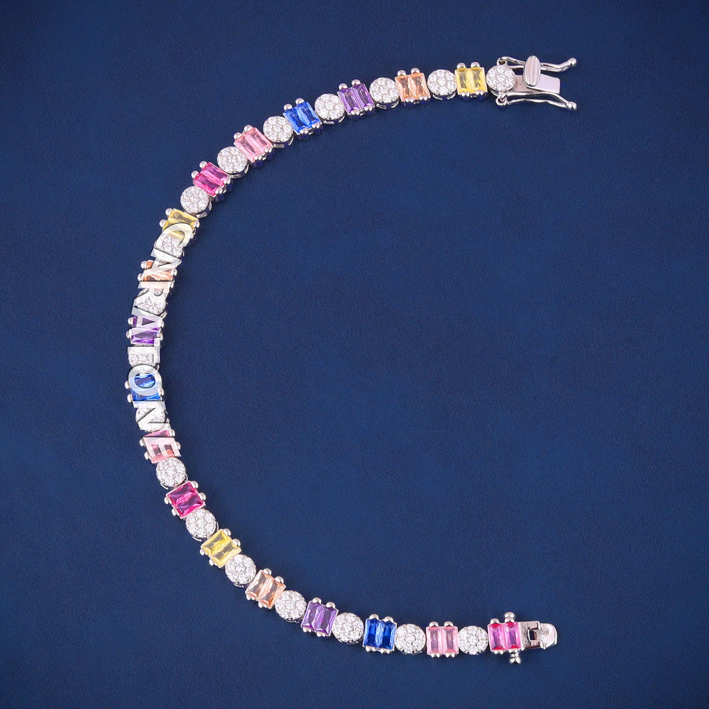 Buy Rainbow Sapphire Tennis Bracelets 925 Silver Multicolor Diamond Bracelet Iced Out Customized Bracelets