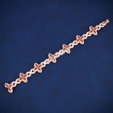 8.5 Inch 9mm Rose Gold Diamond Clover Bracelet Fully Iced Out Lucky Charm and Exclusive Hip Hop Style