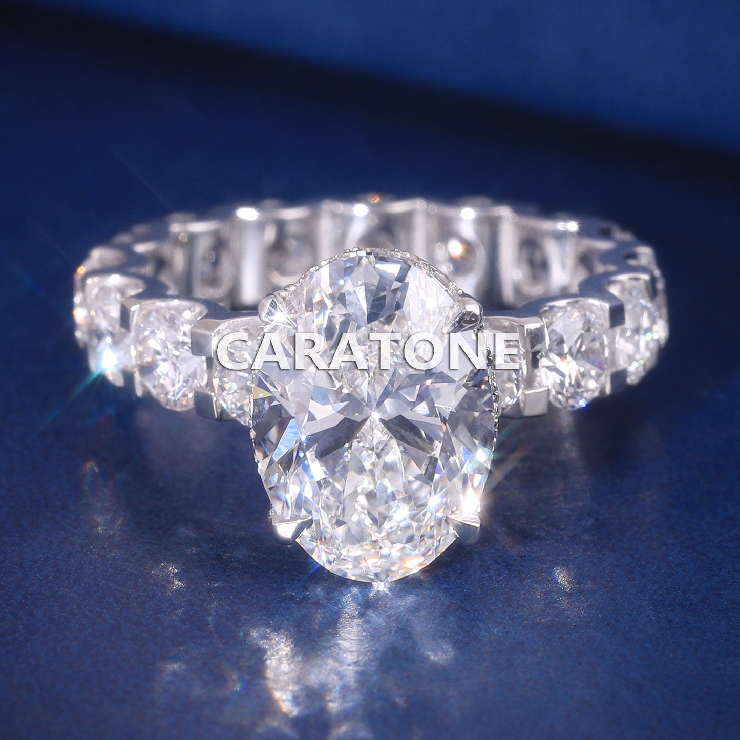 14k White Gold Oval Cut Lab Grown Diamond Hidden Halo Engagement Rings for Iced Out Most Expensive Diamond Ring Womens