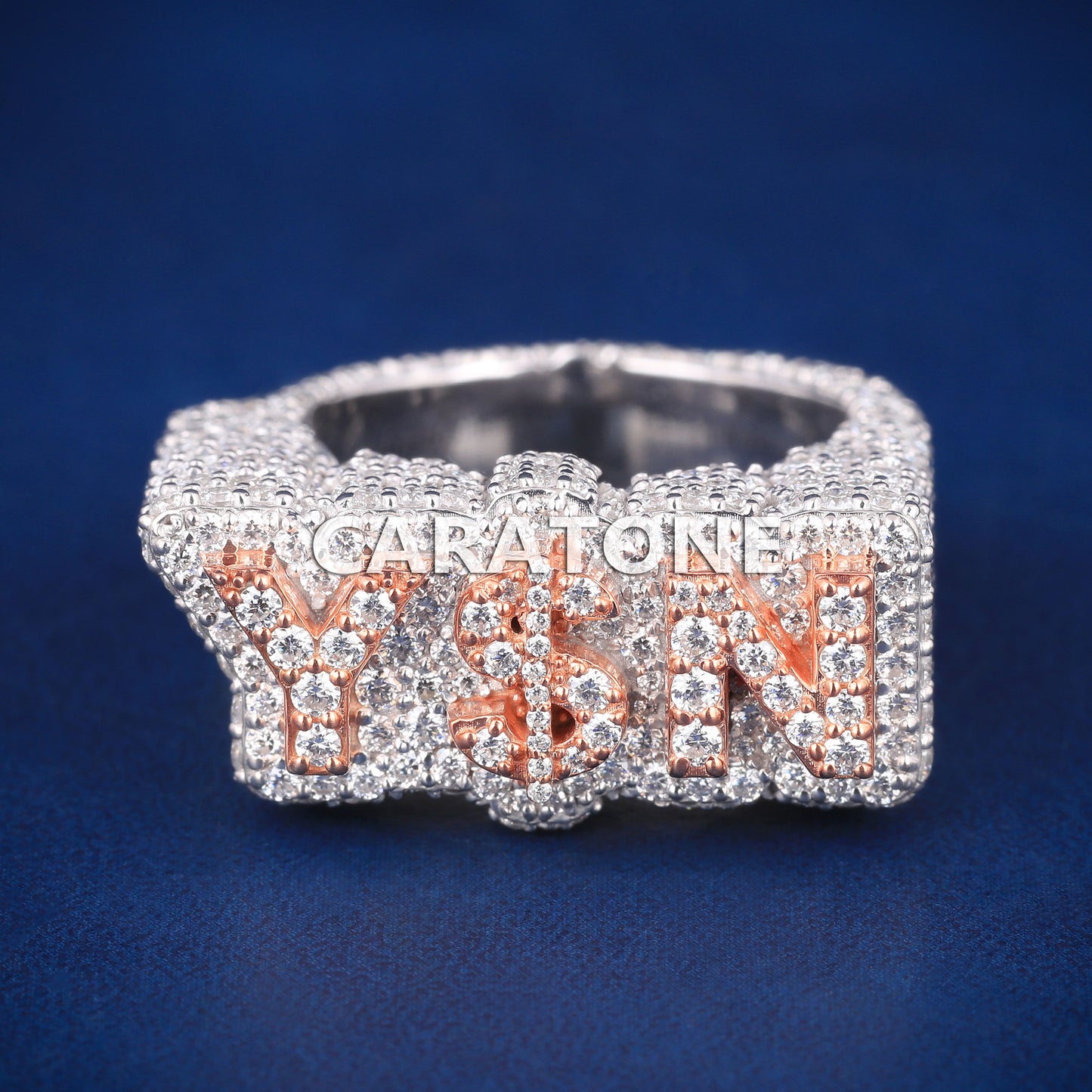 Hip hop customise ring for men and women in two tone
