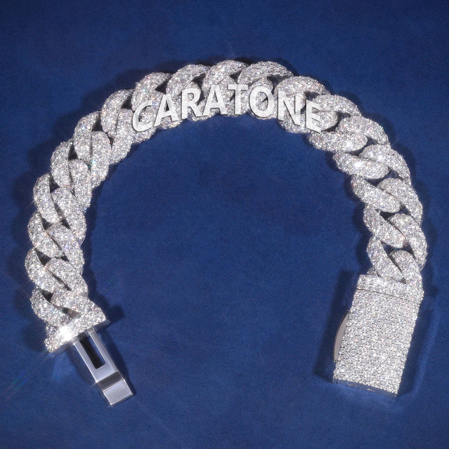 8 inch 16mm Womens Diamond Cuban Link Bracelet in Fully Iced Out Bracelet Silver Round VVS Diamond Celebrity Bracelet