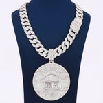 Round Face Custom Pendant With Chian In 925 Sterling Silver With Lab Diamond