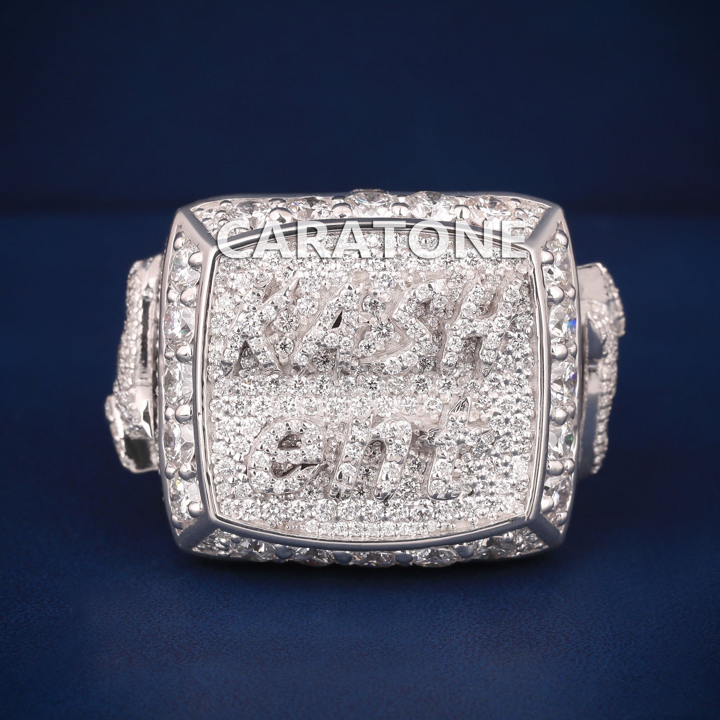 Customise hip hop ring in silver d vvs diamonds