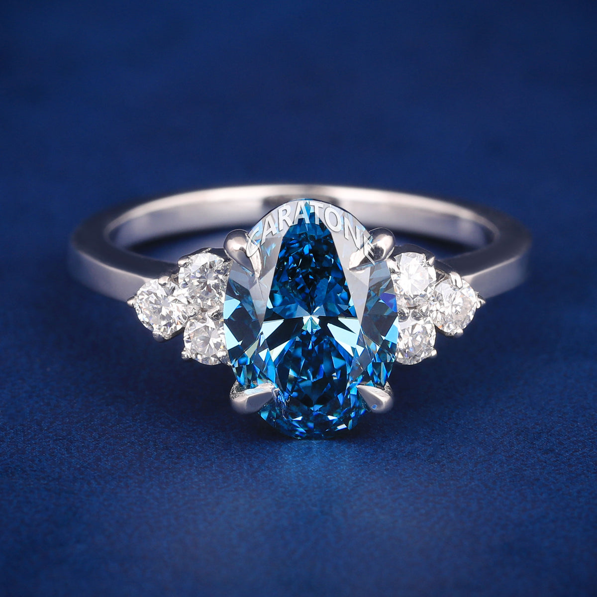 Unique Luxury Blue Gemstone Ring with Sparkling Diamond Details