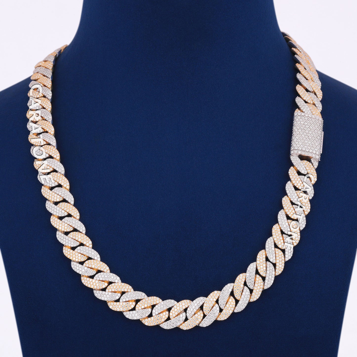 22 inch 14mm Two Tone Silver Yellow 14k gold Moissanite Cuban Link Chain Biggest rapper Chains