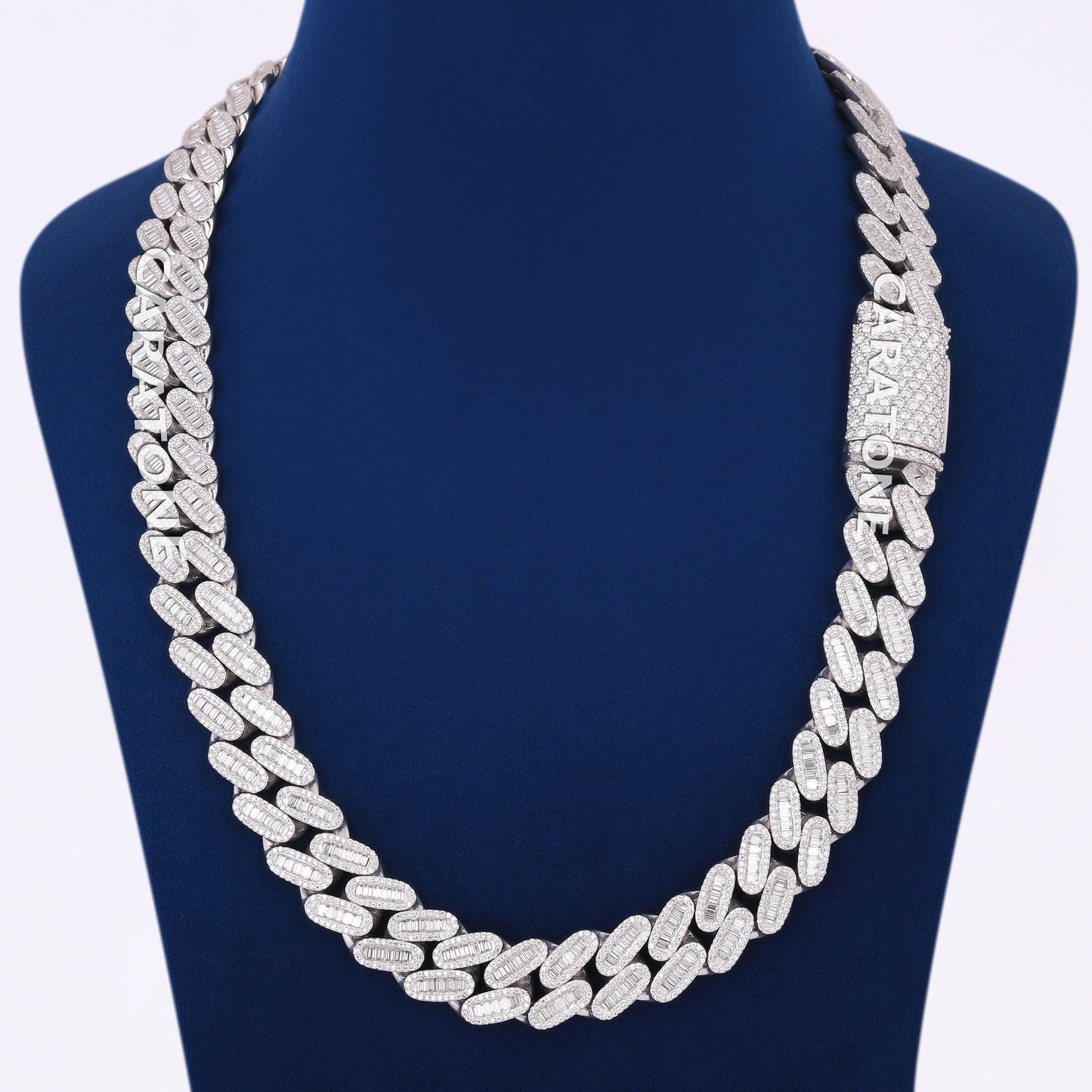 Luxury 16mm VVS Baguette Moissanite Custom Made Silver Iced Out Cuban Miami Link Heavy New Chain Necklace