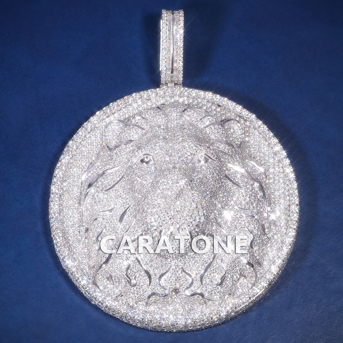 Fully Iced Out Roaring Lion Head Hip Hop Pendant with Lab Grown Diamonds