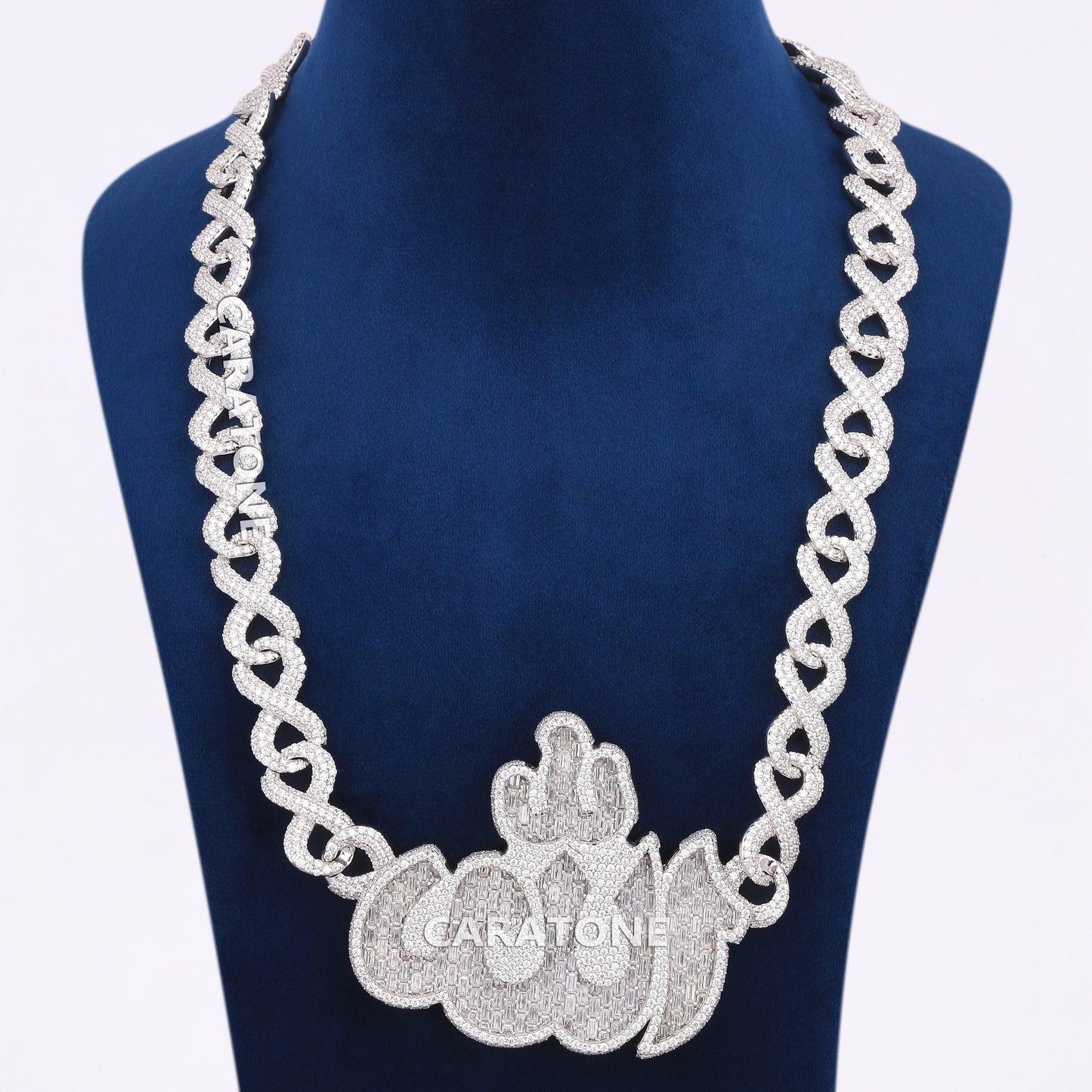 Custom Handmade Diamond Chain With Pendant In 925 Sterling Silver With Lab Diamond