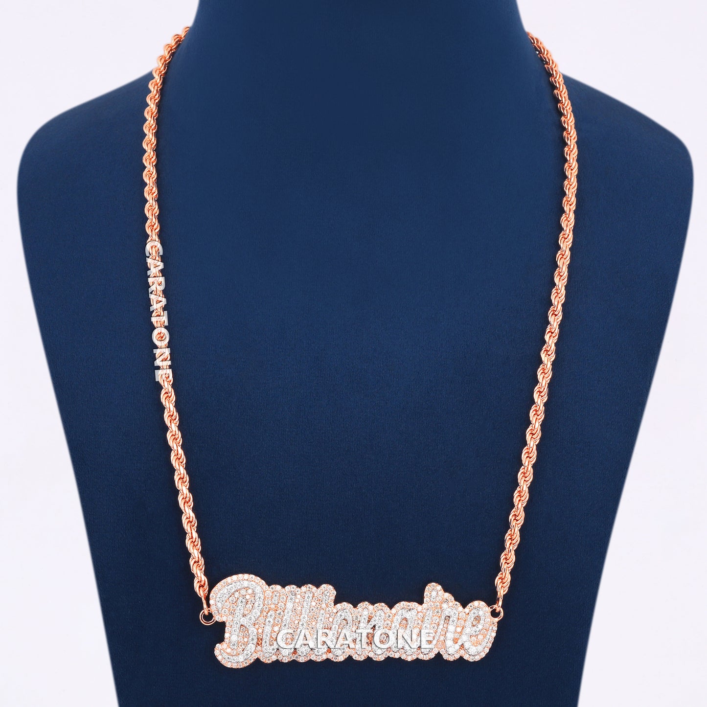Billonaire Letter Pendant With Rope Chain In 14KT Yellow Gold