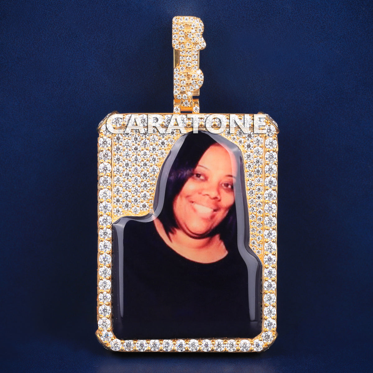 Custom Iced Out Photo Memorial Pendant with Lab Grown Diamonds