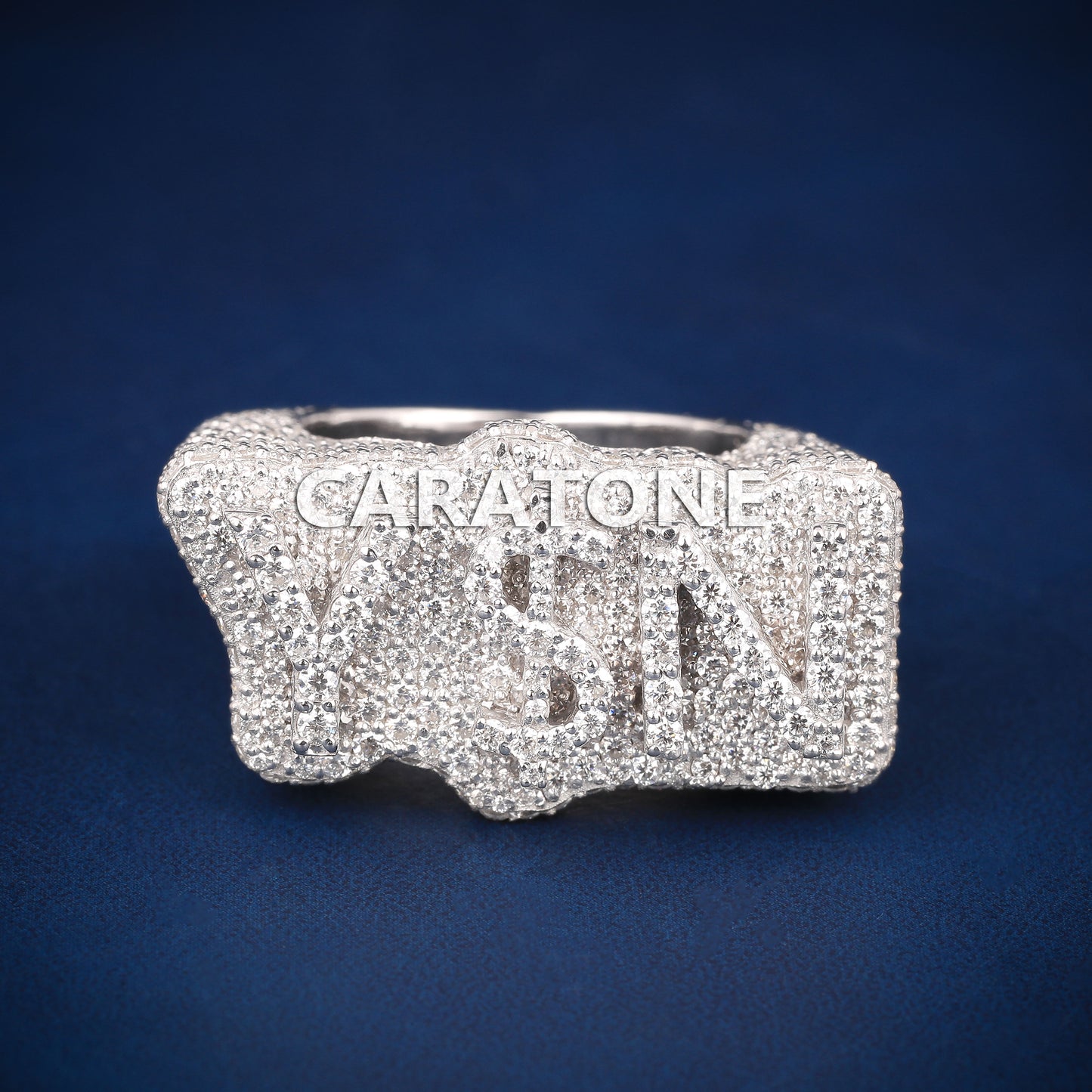 Initial letter hip hop diamond ring with d vvs clarity