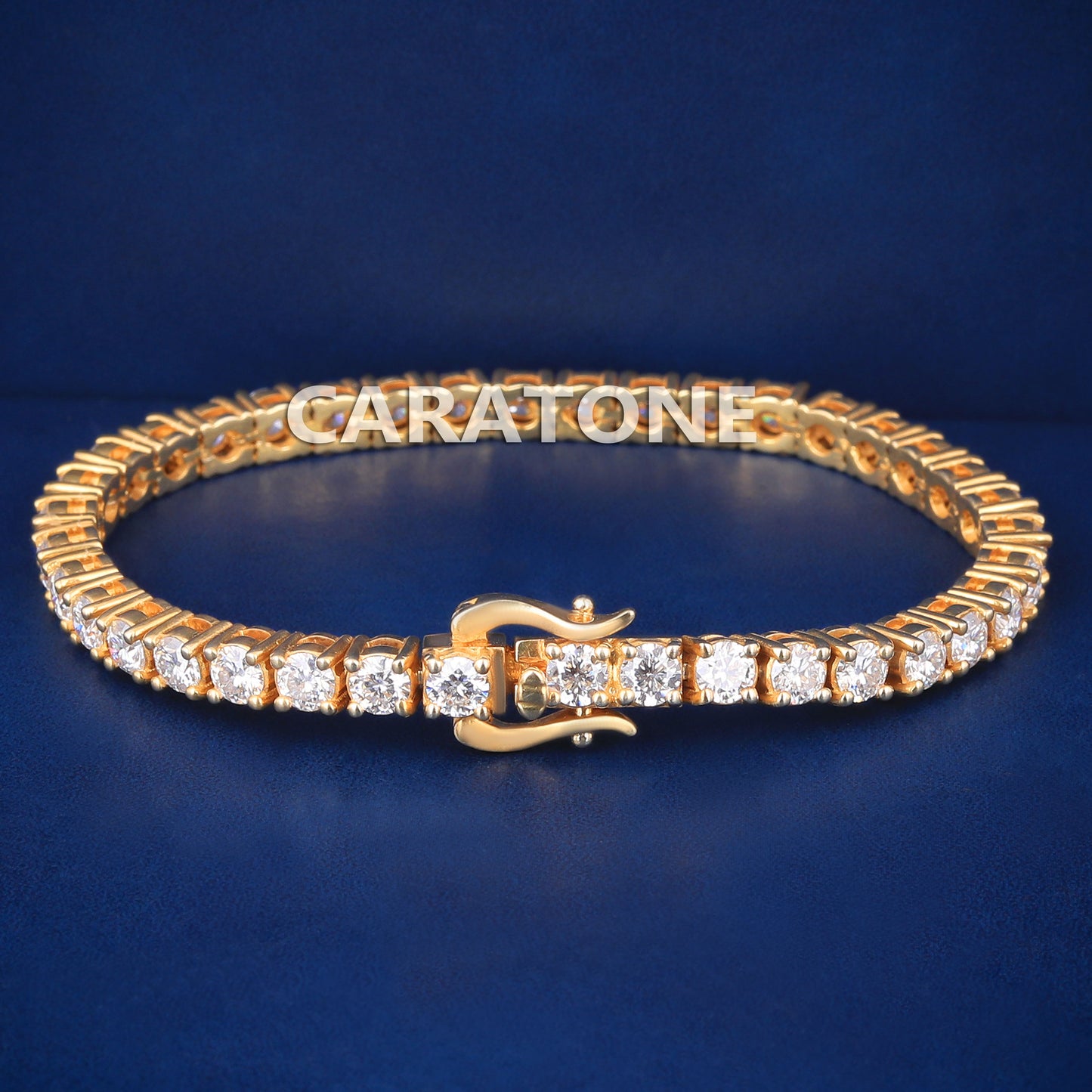 14kt Yellow Gold Plated VVS Round Diamond 4mm Tennis Bracelet for Mens Womens