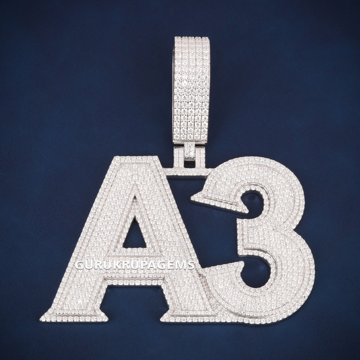 Custom Iced Out A3 Initial Hip Hop Pendant with Lab Grown Diamonds