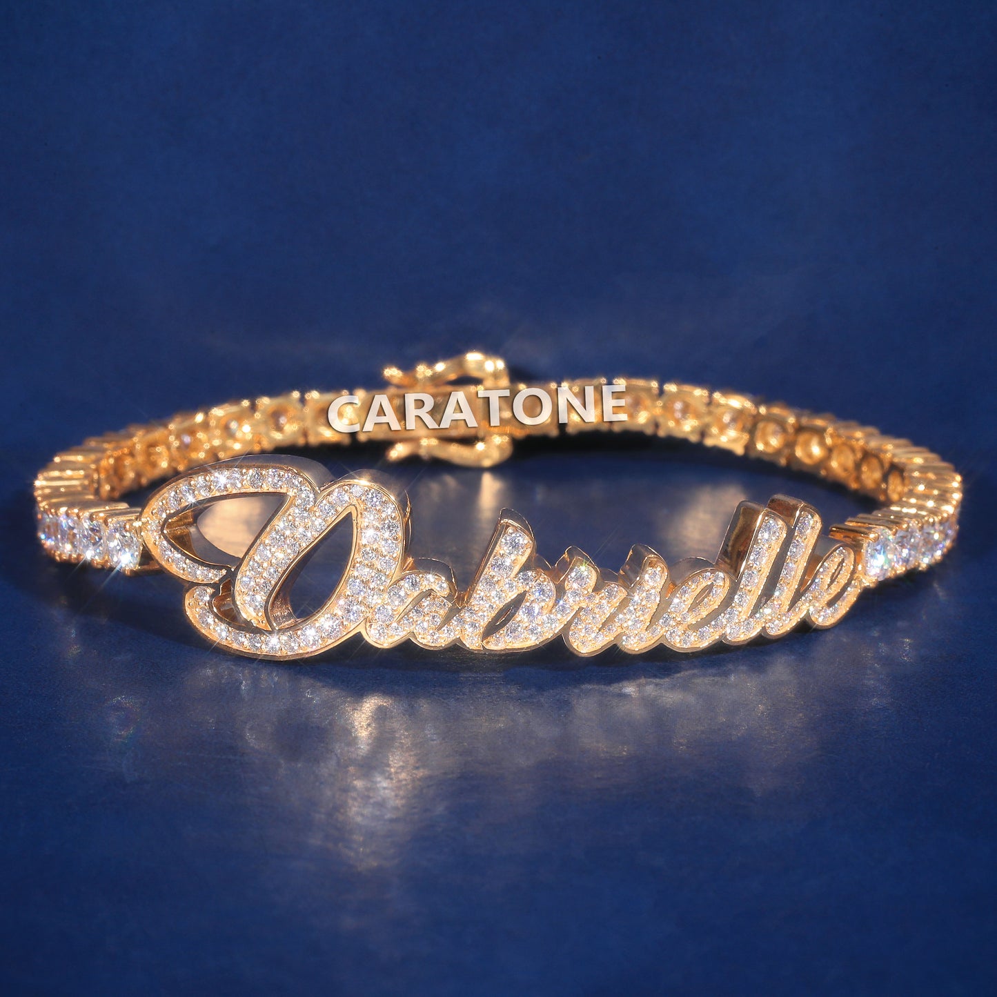 Fully Customized Iced Out Expensive Gold Bracelets with Personalized Nameplate Latest Yellow Gold Tennis Bracelets