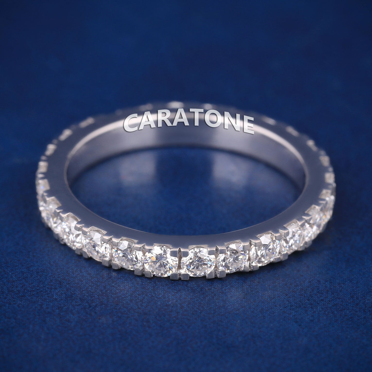 Custom Eternity Bands Round Diamond 14k White Gold Mens Wedding Band with Diamond Full Icy Ring Bands