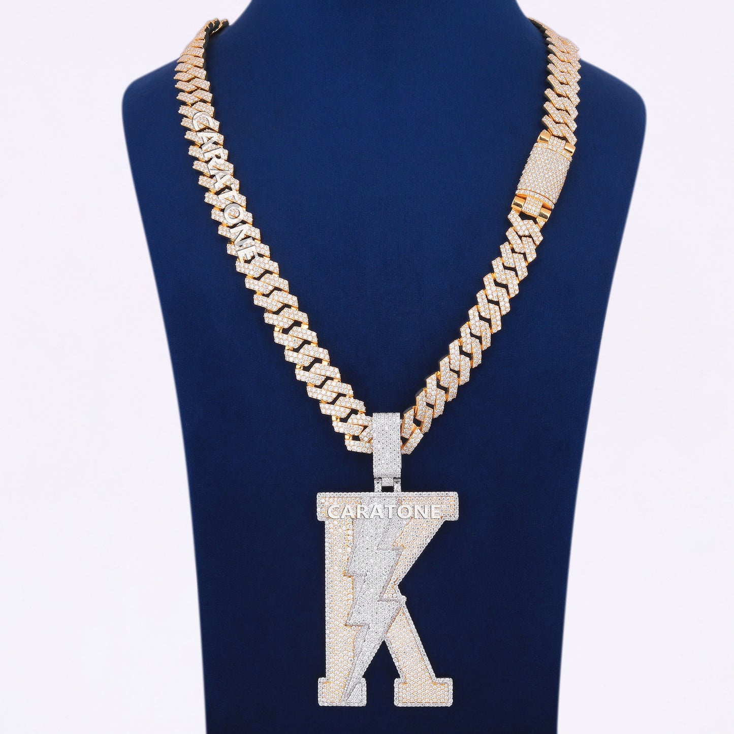 Unique Custom K Letter Pendant With Chain In 925 Sterling Silver
