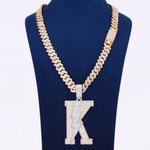 Unique Custom K Letter Pendant With Chain In 925 Sterling Silver