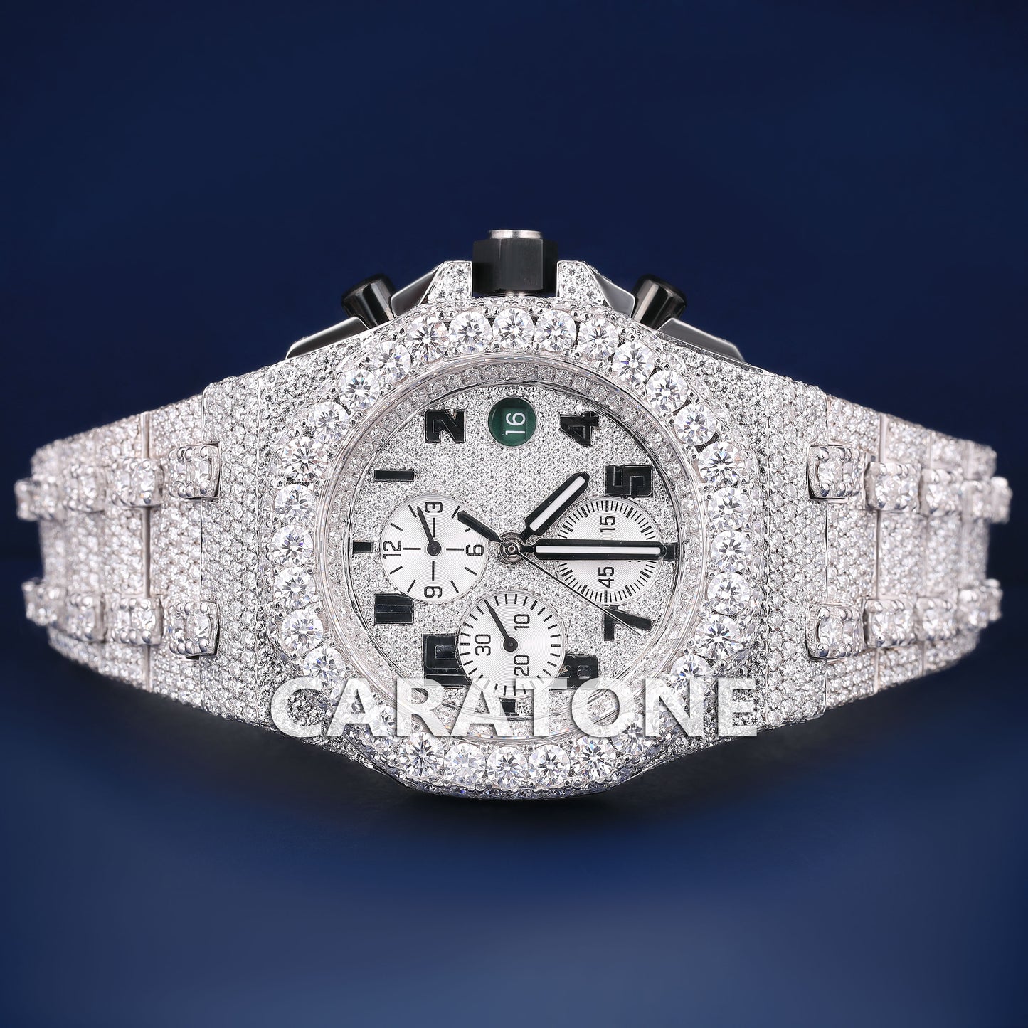 42mm Mens Iced Out Watch Real Diamonds Watch Royal Oak Kinds of Watches in Fully Silver Chronography Watch