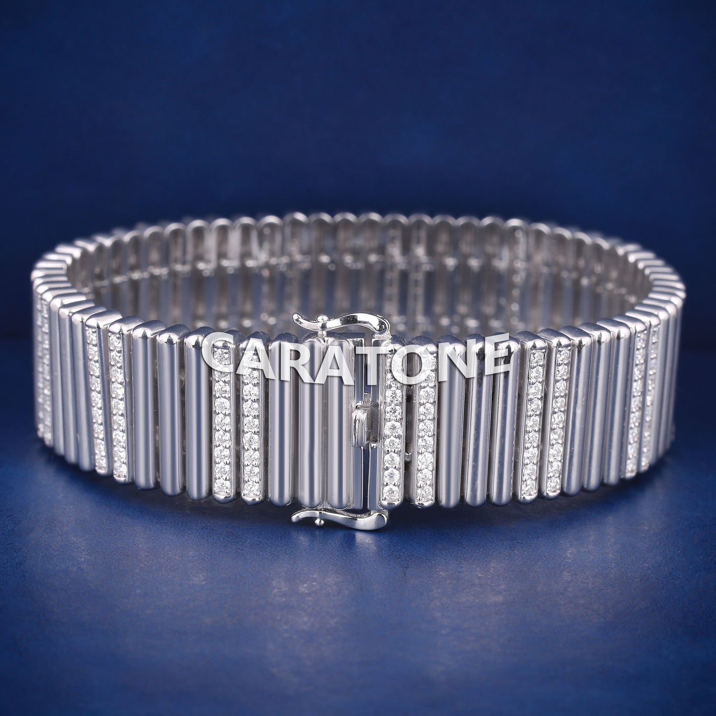 925 Sterling Silver Piaget Tradition Square Cuff Small Diamond Luxury Unisex Bracelet