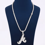 A Letter Pendant With 4 MM Tennis Chain 14KT Gold With Lab Diamond