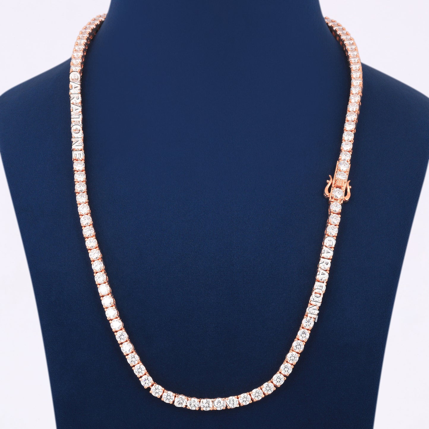 Rose Gold Diamond Tennis Chain 24 Inch 4mm Iced Out Necklace for Men and Women Hip Hop Jewelry