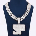 Custom Big Letter Pendant With Chain In 925 Sterling Silver With Lab Diamond