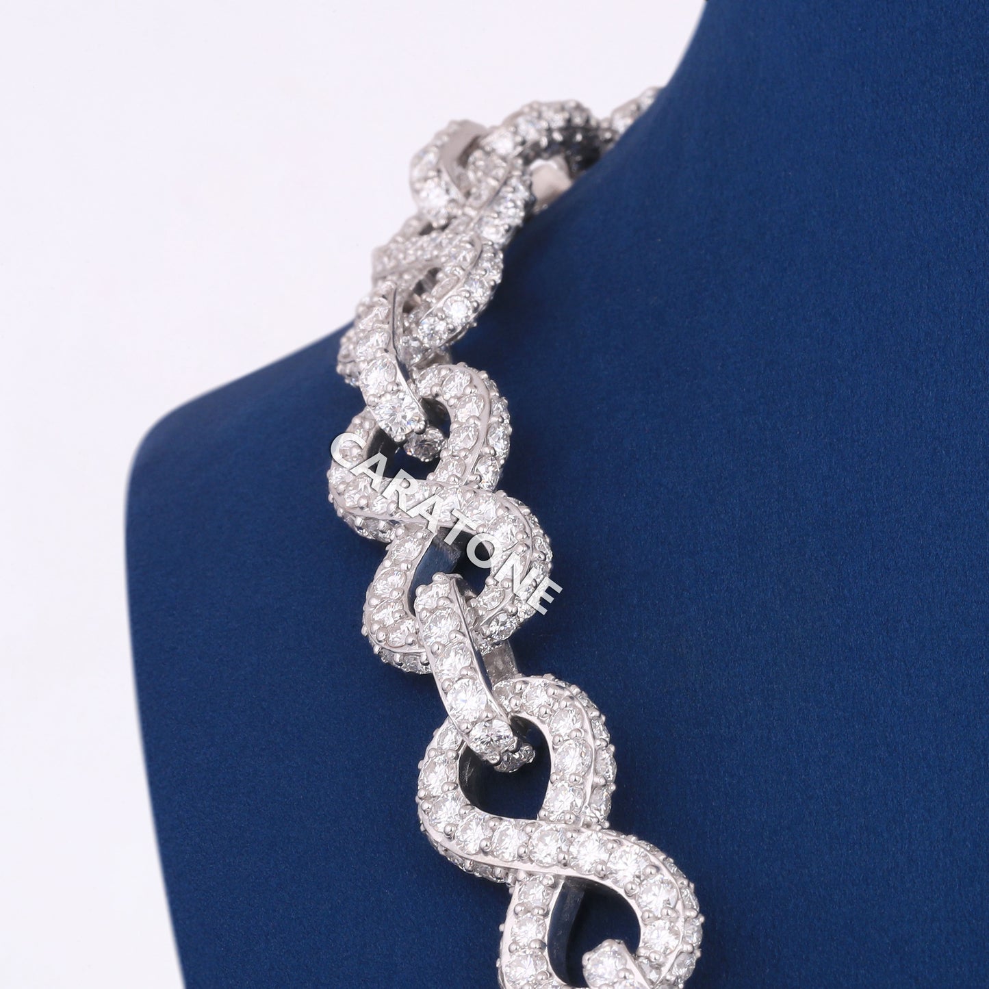 Real Diamons Iced Out Mens 16mm Infinity Cuban Link Chain Fully White Gold Mens Unique Chains Necklaces
