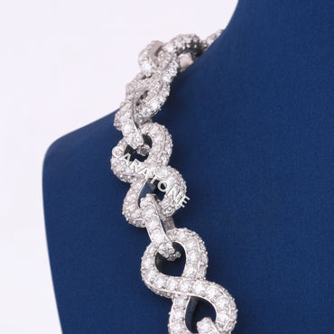 Real Diamons Iced Out Mens 16mm Infinity Cuban Link Chain Fully White Gold Mens Unique Chains Necklaces