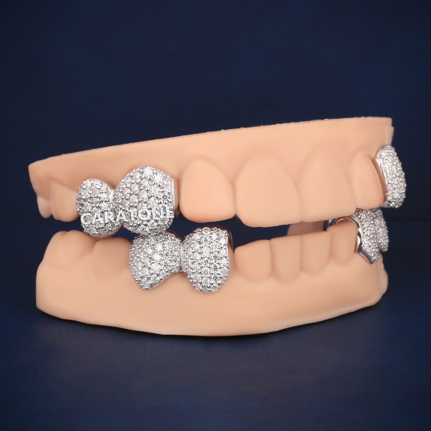 Custom 4 Piece Honeycomb Prong Set Round Diamond Cut Grillz Canine Teeth