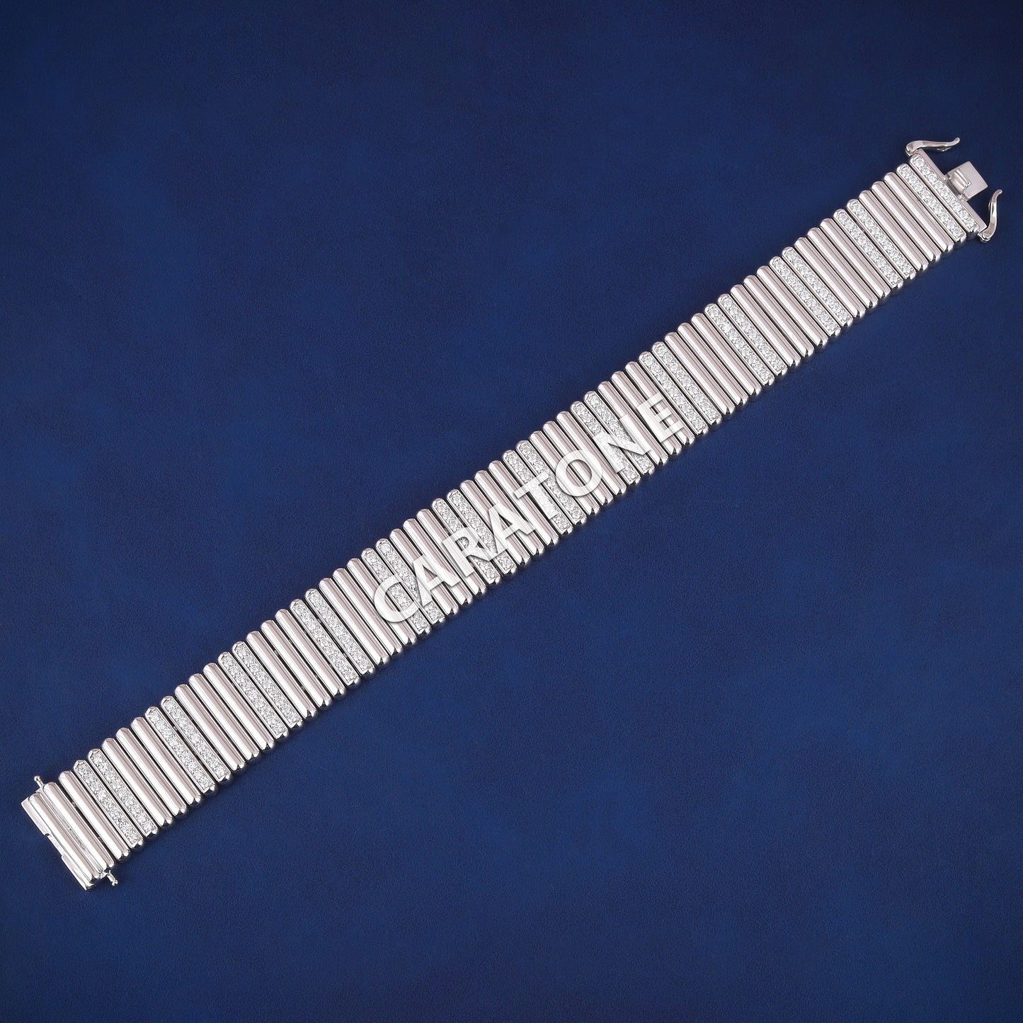 925 Sterling Silver Piaget Tradition Square Cuff Small Diamond Luxury Unisex Bracelet