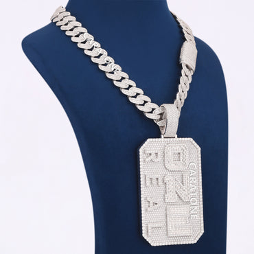 Fully Iced Out Lab Diamond Chain With Pendant In 925 Sterling Silver