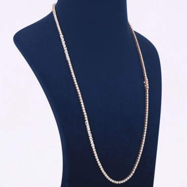 24 Inch 3mm Rose Gold Diamond Tennis Chain Necklace Celestial Ice Collection
