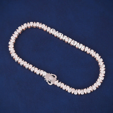 Buy Two Tone Rose Gold & Silver Pear Shape Diamond Tennis Bracelet in Iced Out Diamonds Bracelets Mens Womens