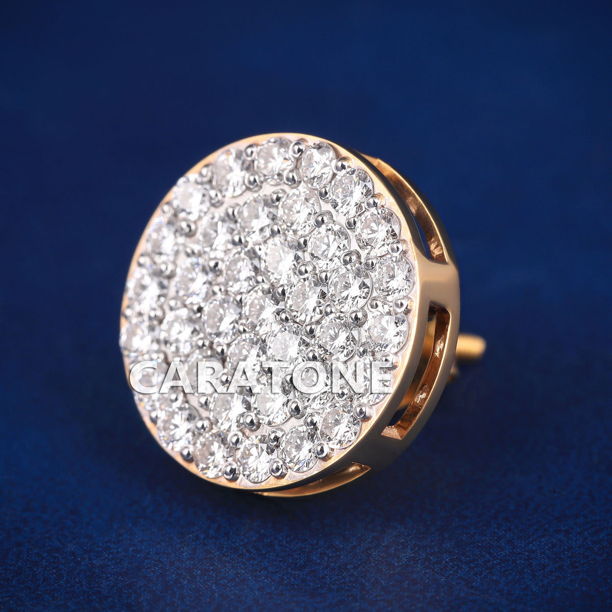 Oversized Round Diamond Cluster Stud Earrings with Secure Screw Back Closure